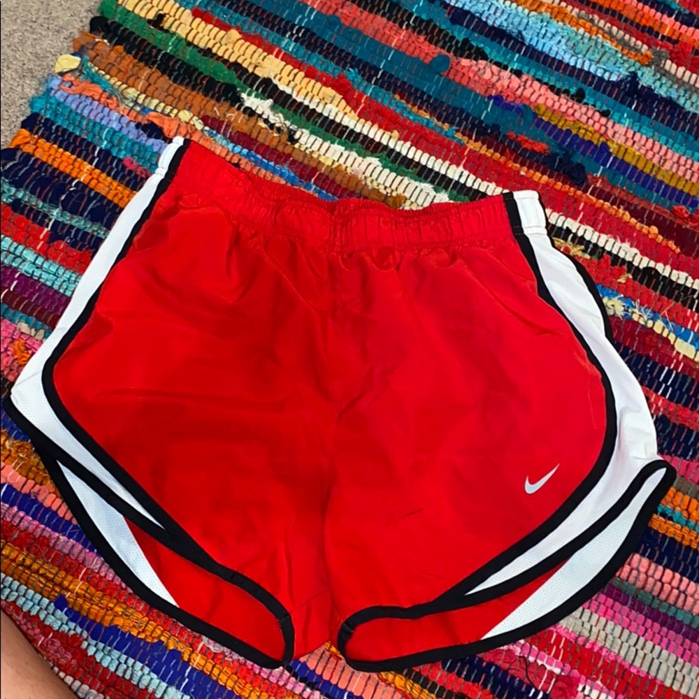 Red nike shorts